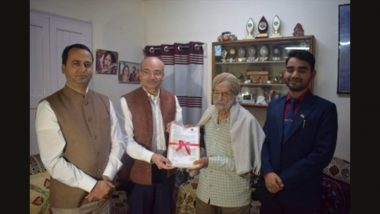 Himachal Pradesh Assembly Elections 2022: 103-Year Old Voter Pyar Singh Honoured by Election Dept, Declared As District Icon in Chamba Ahead of Vidhan Sabha Polls